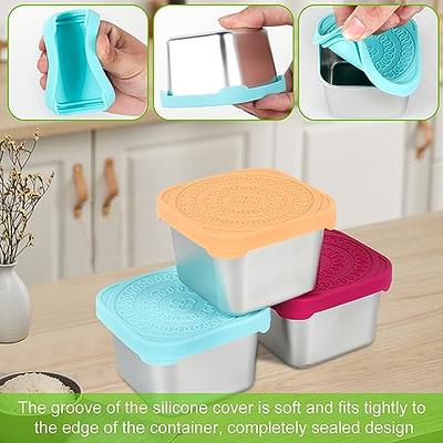 6oz Stainless Steel Snack Containers, Small Metal Food Storage Container  With Silicone Lids, For Of