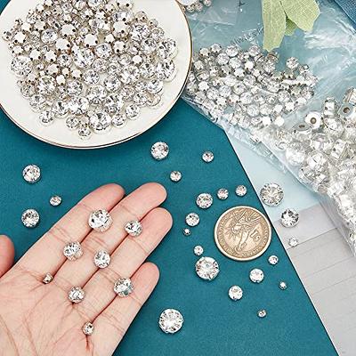 Flat Back Rhinestones Buttons Embellishments with Diamond, Sew On Crystals  Glass Rhinestone for Clothing Wedding Bouquet(20pcs) AB White