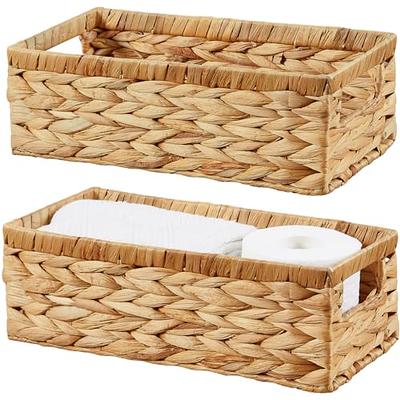 Vagusicc Wicker Storage Basket, Set of 2 Hand-Woven Storage Basket Foldable  Cube Storage Bins Organizer 11 Inch Square Wicker Storage Baskets for