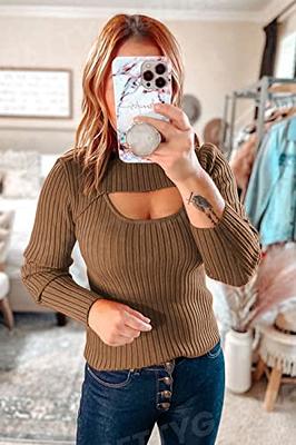 REORIAFEE Trendy Fall Clothes for Women 2022 Tiktok Fashion Clothes Zipper  Turn-down Collar Long Sleeve Sweatshirt Pocket Beige L