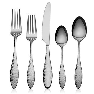 20pc Stainless Steel La Vague Silverware Set Matte Black