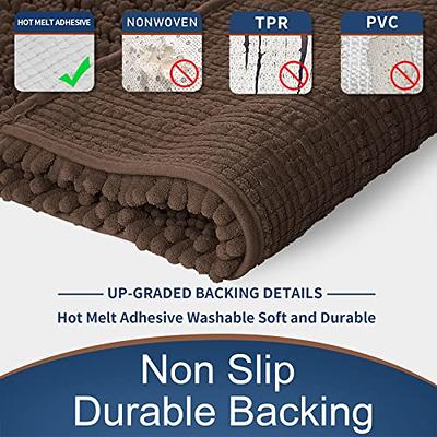 Bathroom Rug Non Slip Bath Mat (36x24 Inch Brown) Water Absorbent Super  Soft Shaggy Chenille Machine Washable Dry Extra Thick Perfect Absorbant Best  Large Plush Carpet for Shower Floor 