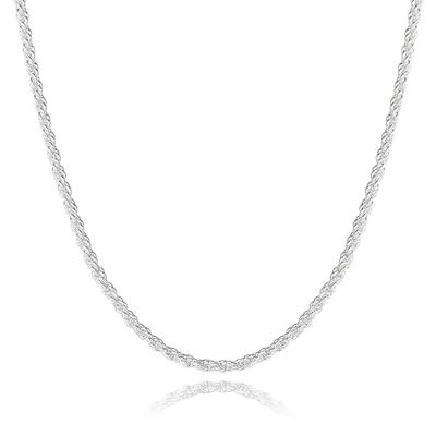 Silver Rope Chain Necklace for Men, Sterling Silver Clasp 3mm Rope