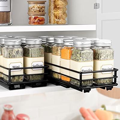 2 Tier Chrome Pull-Out Slide Basket Rack Spice Bottle Holder