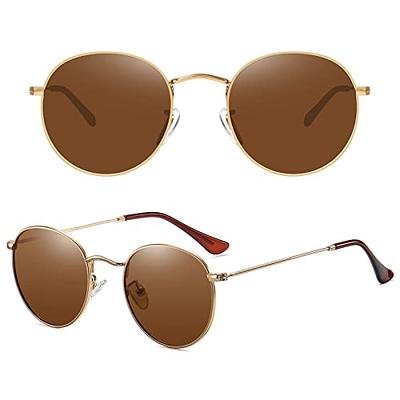 MEETSUN Small Round Polarized Sunglasses for Women Men Classic Retro Metal  Frame Sun Glasses UV Protection Gold Frame/Brown Lens - Yahoo Shopping