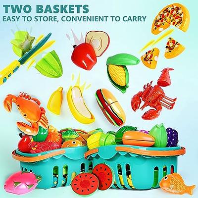 DIPALENT 43 PCs Wooden Cut Food Toys for Kids, Cutting Fruits and  Vegetables Set ,Wooden Play Food for Toddlers and Kids Ages 3+,Educational  Gift for