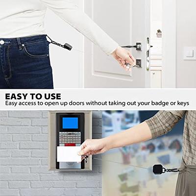 RFID-Compatible ID Badge Holder with Retractable Reel, Belt Clip,  Stainless-Steel Cable, and Bottle Opener (Pack of 1)