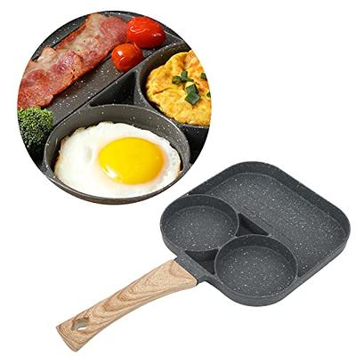 Egg Frying Pan, Nonstick Fried Egg Pan 3 Section Square Grill Pan Egg and  Bacon Pan Divided Frying Pan with Wood Handle for Gas Stove Induction -  Yahoo Shopping