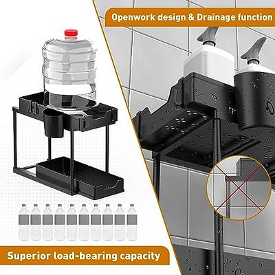 Ulruo 2 Pack Double Pull Out Under Sink Organizers, 2 Tier Multi Purpose Under  Cabinet Organizer with Hooks & Hanging Cups, Under Sink Shelf Organizer for  Kitchen Bathroom, Black - Yahoo Shopping