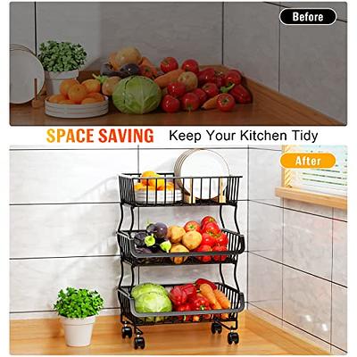 3-tier Stackable Vegetable Rack And Food Prep Tray For Kitchen