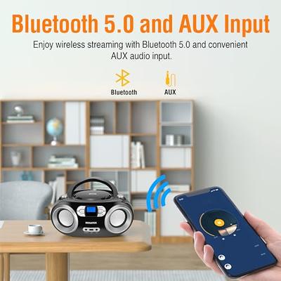 Portable CD Player Boombox with Bluetooth,FM Radio,USB MP3  Playback,AUX-in,Headphone Jack,CD-R/RW and MP3 CDs Compatible,Kids CD  Players for Home or