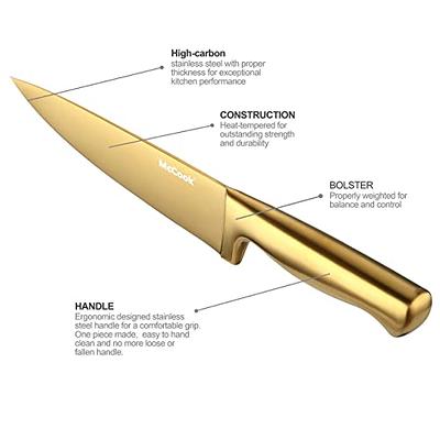 McCook® Kitchen Knife Sets, Golden Titanium Stainless Steel Knives Block Set  with Built-in Sharpener - Yahoo Shopping