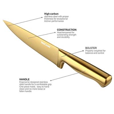 McCook® Kitchen Knife Sets, Golden Titanium Stainless Steel Knives Block  Set with Built-in Sharpener - Yahoo Shopping