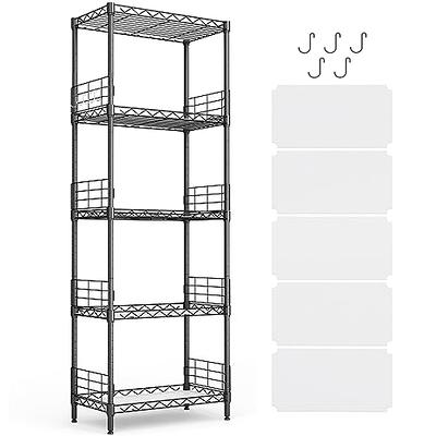 LINSY HOME Upgrade 5-Tier Storage Shelves, Height Adjustable Pantry Shelves  with 5 Hooks & Shelf Liners, Metal Shelves for Storage, Storage Shelf Heavy  Duty for Living Room, Kitchen, Bathroom -Black - Yahoo Shopping