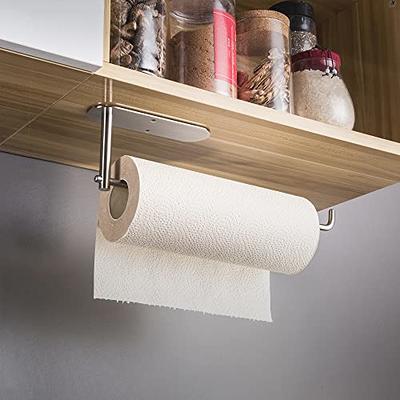 YIGII Paper Towel Holder Under Cabinet - Self Adhesive Paper Towel Rack  Wall Mount for Kitchen, SUS-304 Stainless Steel Brushed