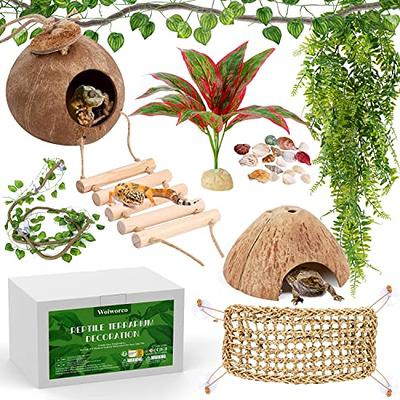 kathson Reptile Tank Hanging Vines Plants,Bearded Dragons Habitat Bendable  Jungle Climbing Fake Vine Terrarium Decorations for