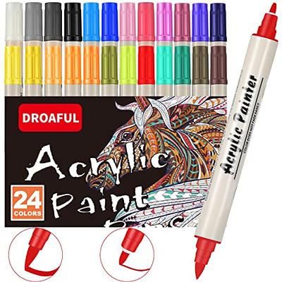 Dual Tip Acrylic Paint Pens-Markers，with Fine Tip Brush Tip, 24 Color  Waterproof Paint Pens for Rock Painting, Stone, Ceramic, Glass, Wood,  Fabric, Canvas, Porcelain, Metal,Non-Toxic and No Odor - Yahoo Shopping