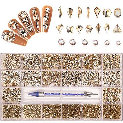 HINABTRU Gold Rhinestones for Nails Champagne Nail Gems Diamonds-7220Pcs Gold  Nail Crystals Jewels-Nail Charms Accessories for Nail Decoration(14  Different Shape+ 6520 Round Gold Nail Stones+Wax Pen) - Yahoo Shopping