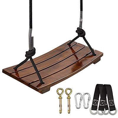 PELLOR Anticorrosive Wood Swing, Waterproof Wood Tree Swing Seat