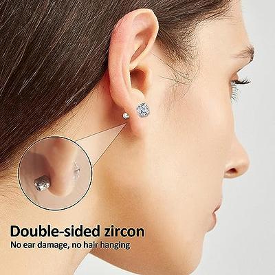 Black Stud Earrings Set for Women Men Hypoallergenic Earrings Stainless Steel Ear Studs Ball Screw-On Back Earrings Stud 3-8mm Black Cubic Zirconia