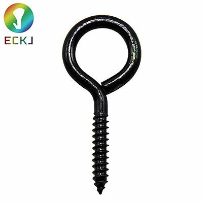 ECKJ Small Screw Eye Hooks Metal Eye Hook 90 Pieces Black Zinc