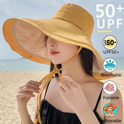 Women Floppy Straw Sun Hat Foldable Beach Hat Summer Packable Sun