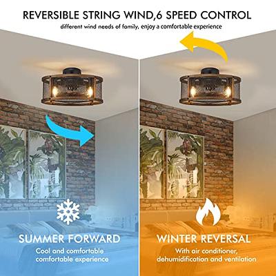 Farmhouse Ceiling Fans with Lights,Caged Wood Ceiling Fan with