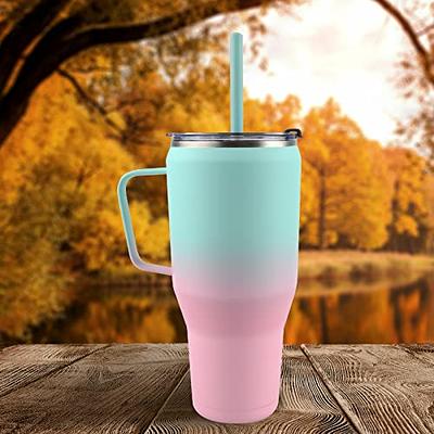 AQUAPHILE 40oz Tumbler with Handle, Double Walled Insulated Coffee Cup with  Leak-proof Lid and Straw, Stainless Steel Travel Mug for Hot or Cold Drinks( Pink) 