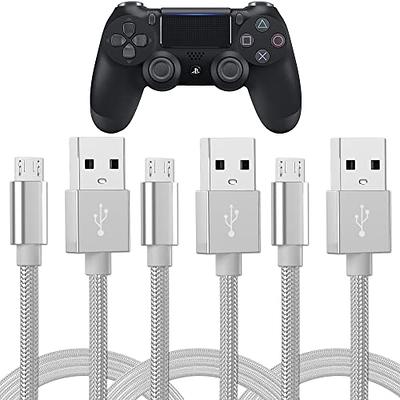 TALK WORKS Playstation 4 Controller Charging Cable Micro USB - 6' Long  Braided Heavy Duty Fast Charger Cord for PS4 (Silver, Pack of 3) (14094) -  Yahoo Shopping