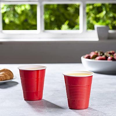 TashiBox 12 oz disposable plastic party cups (Red, 100)