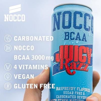NOCCO BCAA Energy Drink Juicy Razz - 12 Fl Oz (Pack of 12) - 200mg of  Caffeine, Sugar
