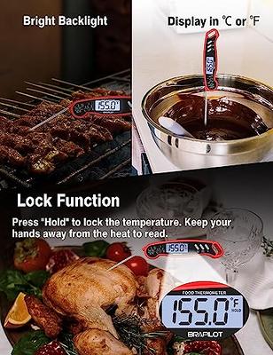  BRAPILOT Digital Meat Thermometer Backlight,Waterproof Instant  Read Food Thermometer for Cooking and Grilling for BBQ Grill Liquids Beef  Turkey: Home & Kitchen