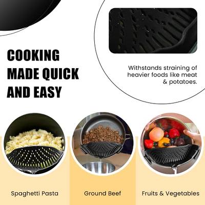 Clip On Strainer for Pots & Pans, Universal Pasta Strainer Silicone Food  Strainer for Spaghetti Meat Grease Fruit Vegetables, Kitchen Gadgets  Colander Drainer 