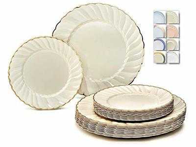 OCCASIONS  120 Plates Pack, Heavyweight Disposable Wedding Party Plastic  Plates (6.25'' Dessert/Bread Plate, Plain White)