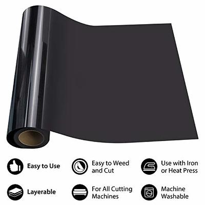 JANDJPACKAGING Black HTV Iron on Vinyl Roll - 12 x 15ft Easy to