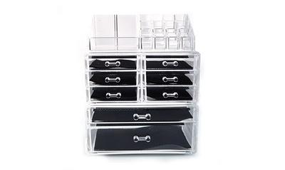 Casafield Cosmetic Makeup Organizer & Jewelry Storage Display Case, Clear  Acrylic Stackable Storage Drawer Set