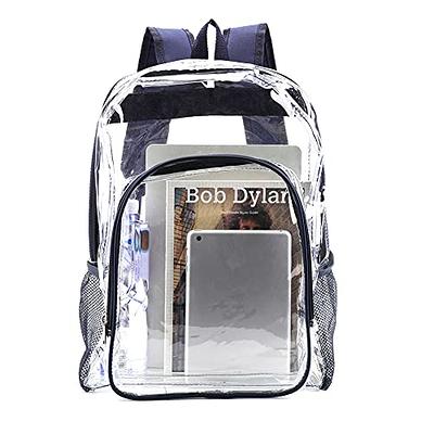 Heavy Duty Clear Backpack Transparent See Through Plastic Bookbag for School Work Stadium Travel Security Festival College ( Black)