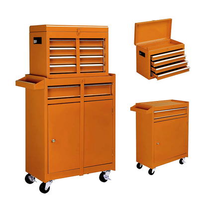 Aukfa Tool Chest, 2 in 1 Steel Rolling Tool Box & Cabinet On Wheels for  Garage, 5-drawer, Orange - Yahoo Shopping