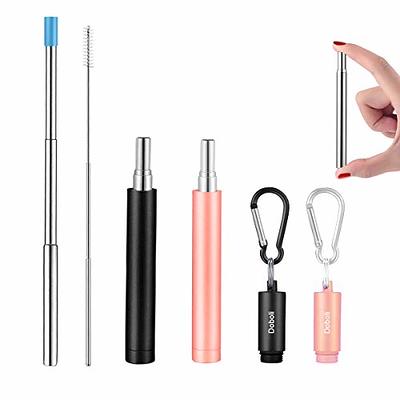 Teivio 8 Pack Short Stainless Steel Straws 6.25 inch and 6 inch Metal  Reusable Straws with Silicone Tips and Case, Cleaning Brush and Carry Bag  for