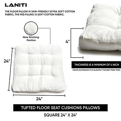 Floor Pillows Meditation Cushion Thicken Tufted Cushion Sitting Pillows for  The Floor Solid Square Seat Cushion Tufted Floor Cushions Meditation