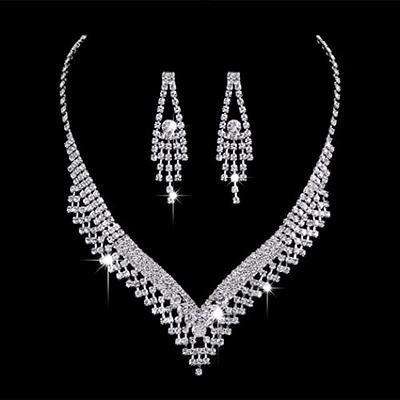 Unicra Silver Bride Wedding Jewelry Sets Crystal Bridal Necklace Earrings  Set Rhinestone Costume Jewelry Set Prom Choker Necklace for Women and Girls  - Yahoo Shopping