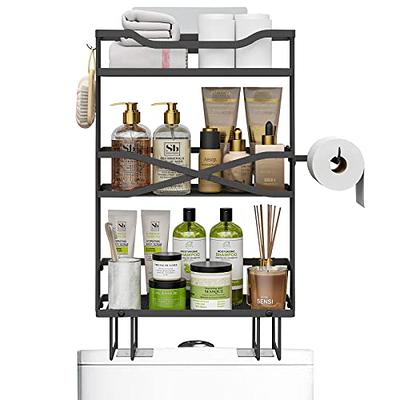 EKNITEY Flolding Over Toilet Storage - No Assembly Bathroom Organizer Shelf  Above Toilet Storage Rack with Hooks and Paper Holder 2 Tier Black - Yahoo  Shopping