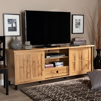 Iver 1 Door Wood Tv Stand For Tvs Up To 50 Rustic Oak/dark Brown - Baxton  Studio : Target