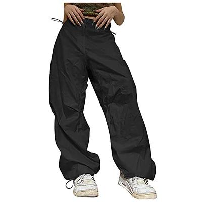 Cargo Pants Women Low Waisted Drawstring Lightweight Trousers Solid Color  Joggers Outdoor Pants with Pockets Fall