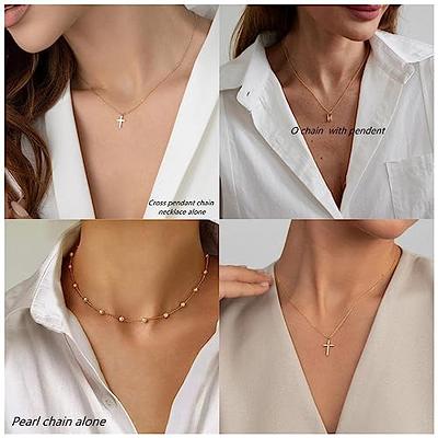 Pancert Layered Necklaces for Women,Dainty Gold Necklace Layering Necklaces  Cross Necklace Pearl Necklace 14k Gold Plated Cuba Chain Choker Necklace  Gold Chain Necklace Women Girls Gold Jewelry Gifts - Yahoo Shopping