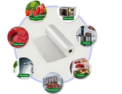  Syntus 11 x 150' Food Vacuum Seal Roll Keeper with Cutter  Dispenser, Commercial Grade Vacuum Sealer Bag Rolls, Food Vac Bags, Ideal  for Storage, Meal Prep and Sous Vide: Home 