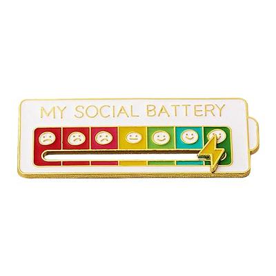 Social Battery Pin - My Social Battery Creative Lapel Pin, Fun Enamel  Emotional Pin 7 Days A Week