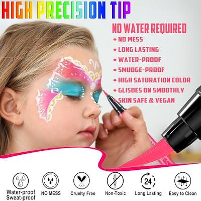  Vibrant Facepaint Makeup Kit for Kids, Face Body Paint Set,  Face Body Painting Kit for Teens & Adults, Safe Facepaint for Halloween,  Cosplay Costumes, Parties and Festivals, Easy to Use. 