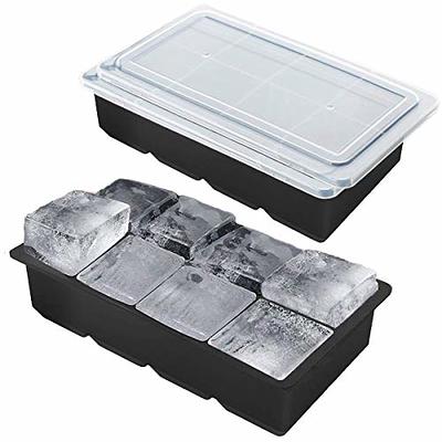 Ice Cube Tray, Large, Pack Of 2 - Flexible 8 Cavity Silicone Ice