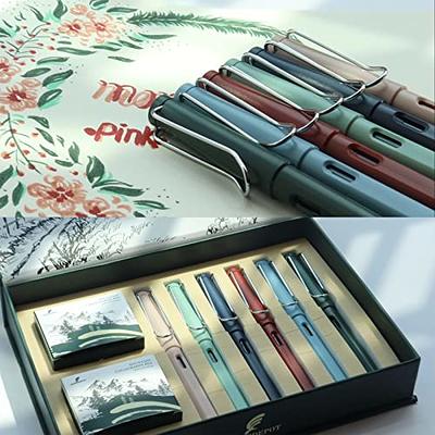 Calligraphy Pen set,Calligraphy Fountain Pens with 7 Different Replaceable  Nibs with 60 Ink Cartridges(12 Colors),3 multi-functional color Fountain